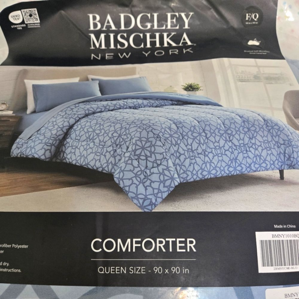 Badgley Mischka Blue Comforter - Queen Size